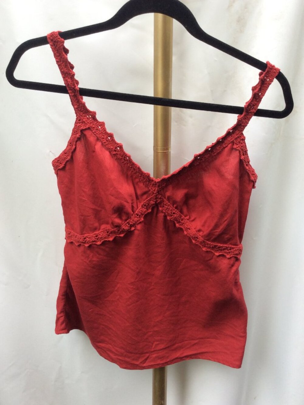 100% Linen Mexx Crochet Trim Camisole Top 8 Y2K Coquette Boho